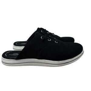 Clarks Cloudsteppers Breeze Womens Slip-On Canvas Mule Shoes Black Size 8.5